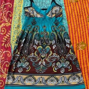 Bailey Blue Paisley Print Sundress in Turquoise and Brown